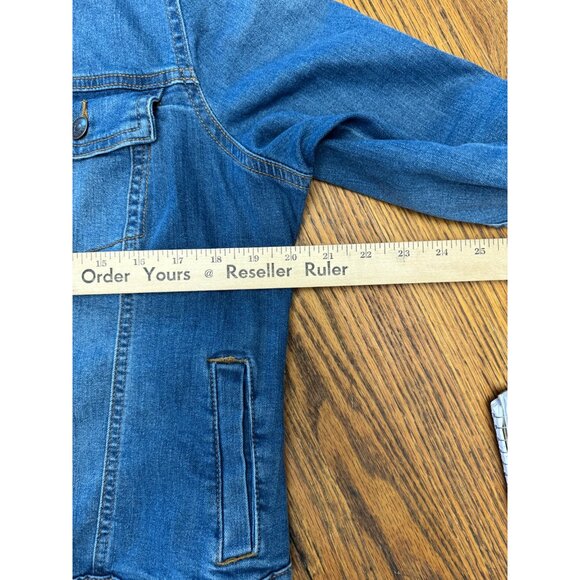 Social Standard By Sanctuary Denim Jacket Womens Size L Med Wash - Picture 8 of 9